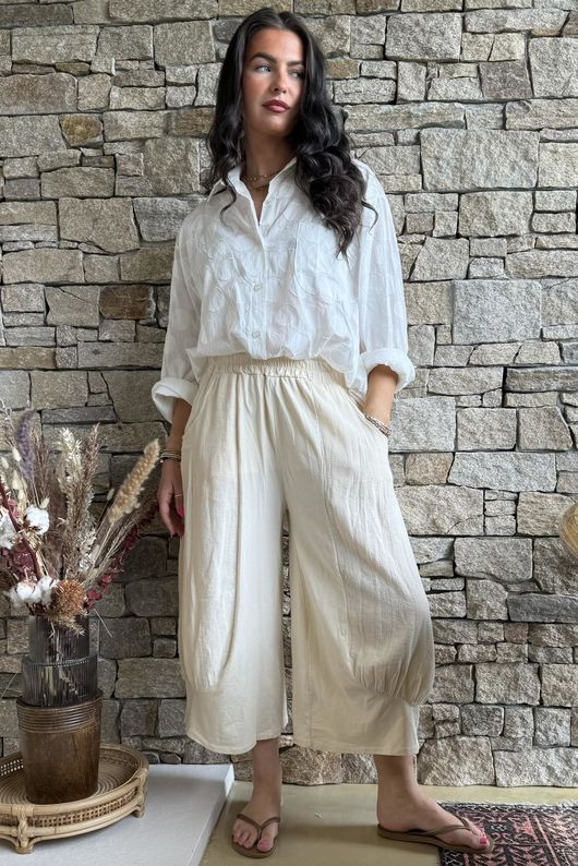 Jo Jo Quirky Hopsack Crop Pant Panna Cotta